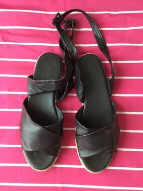 Soft Leather Black Slide Sandals